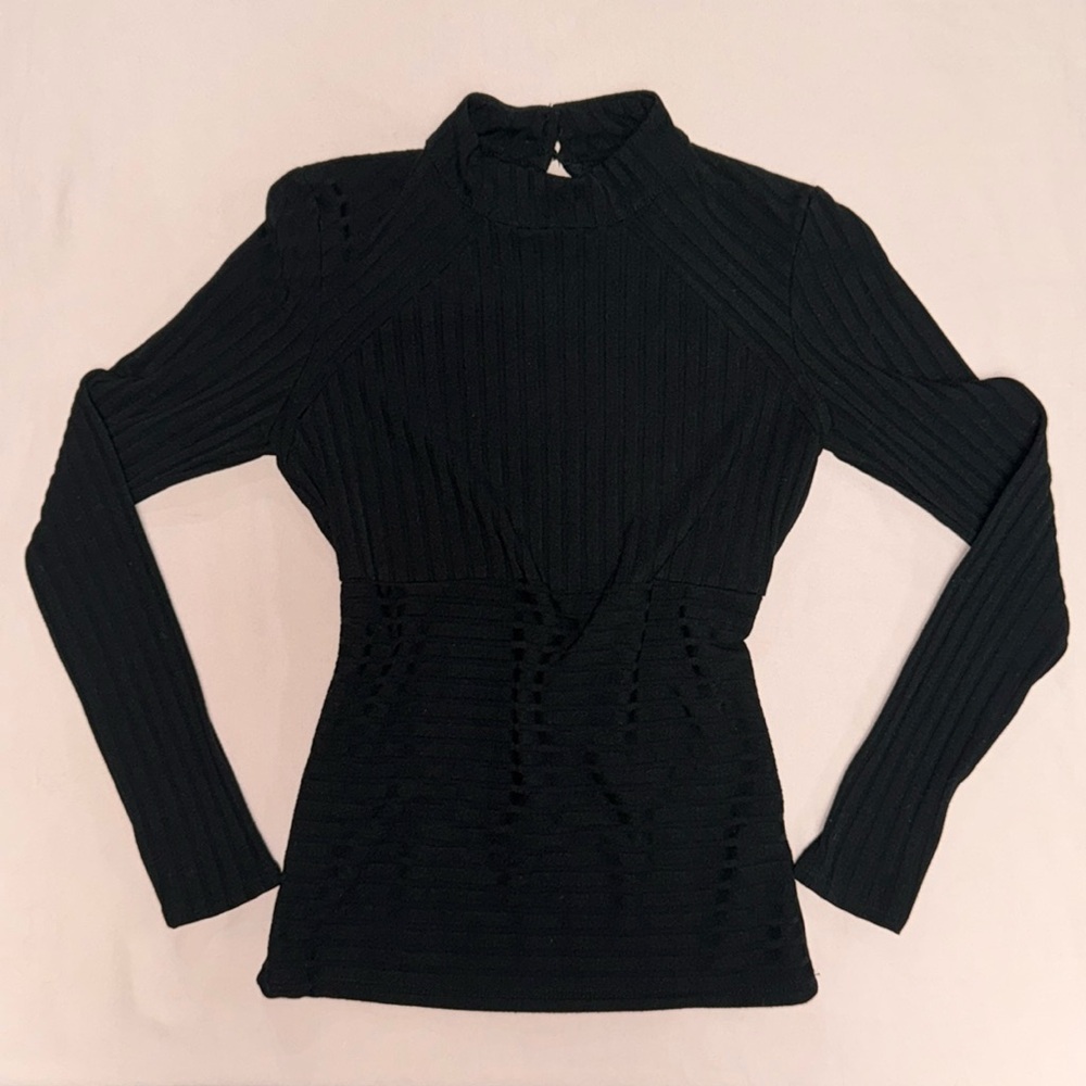 BEBE Black Cut Out Top